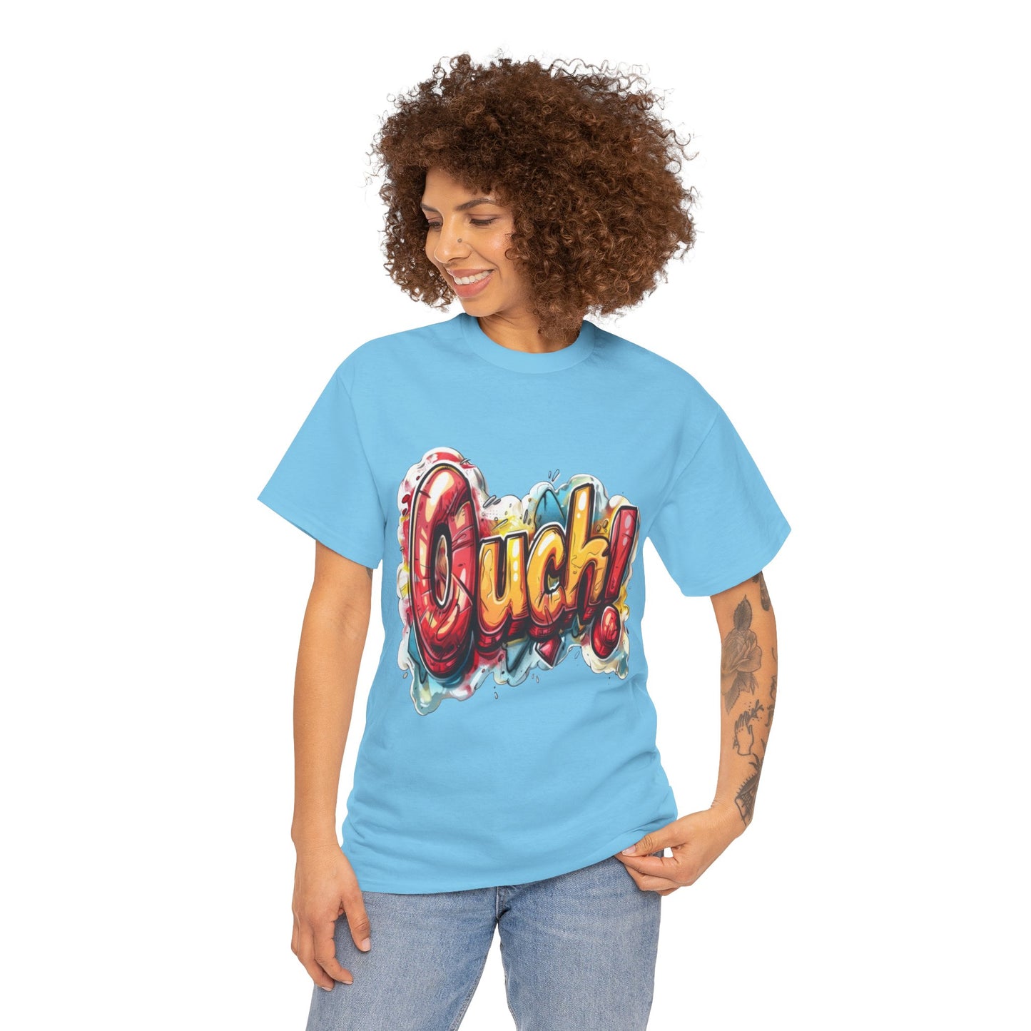 Vibrant Graphic Cotton Tee - 'Ouch!'