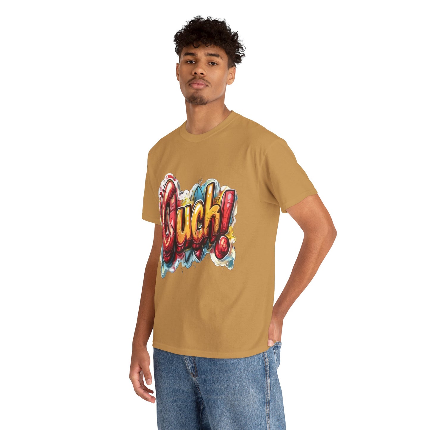 Vibrant Graphic Cotton Tee - 'Ouch!'