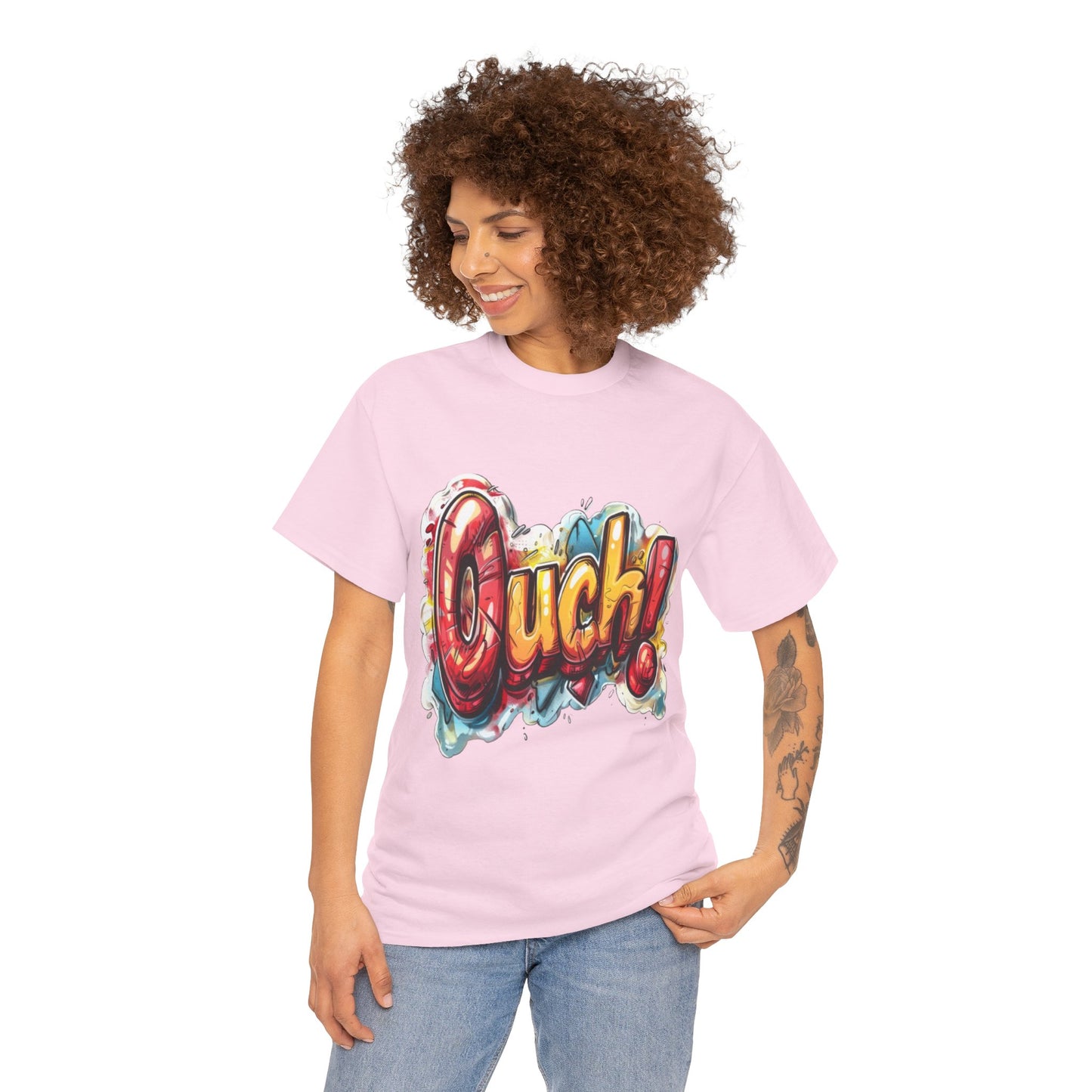 Vibrant Graphic Cotton Tee - 'Ouch!'