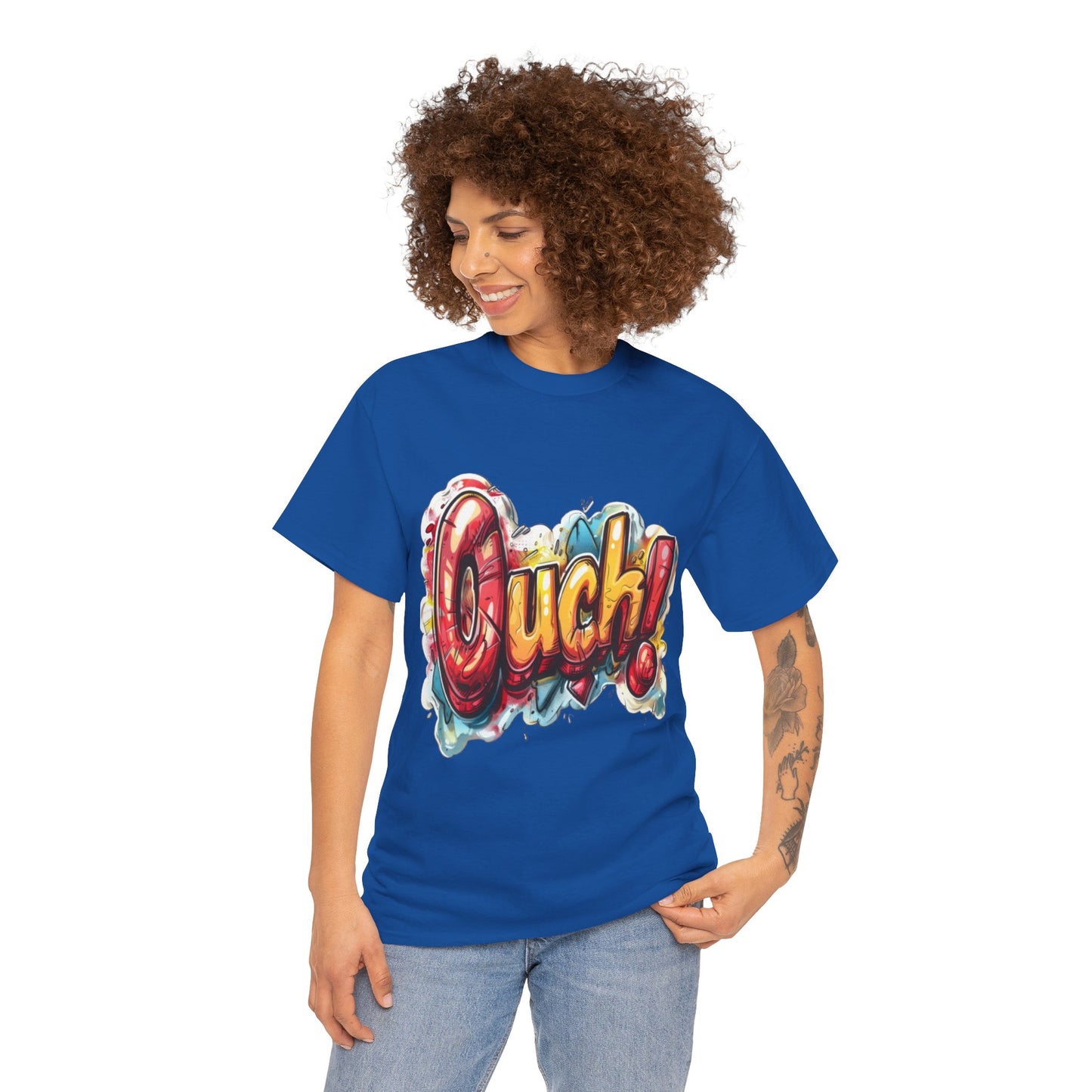 Vibrant Graphic Cotton Tee - 'Ouch!'