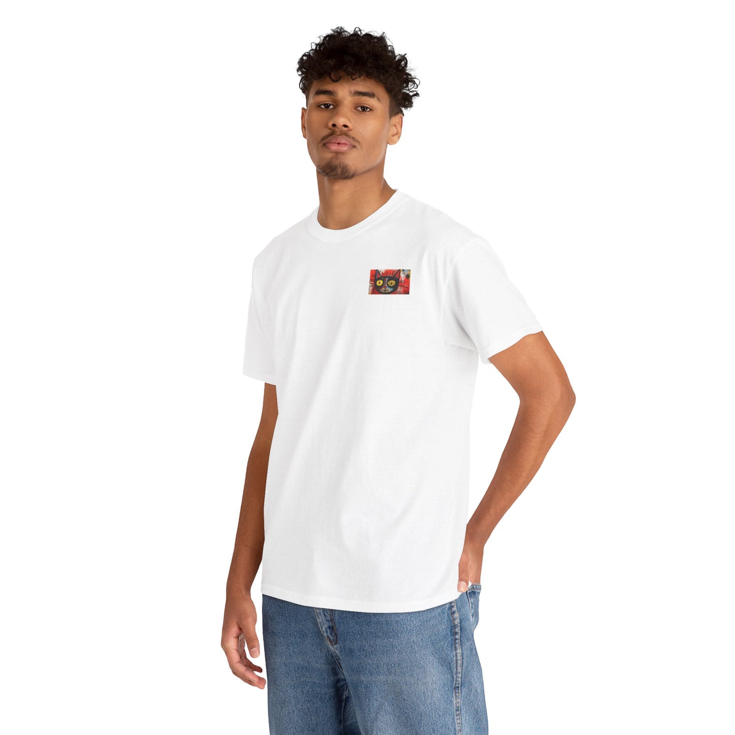 Vibrant Cat Art Cotton Tee