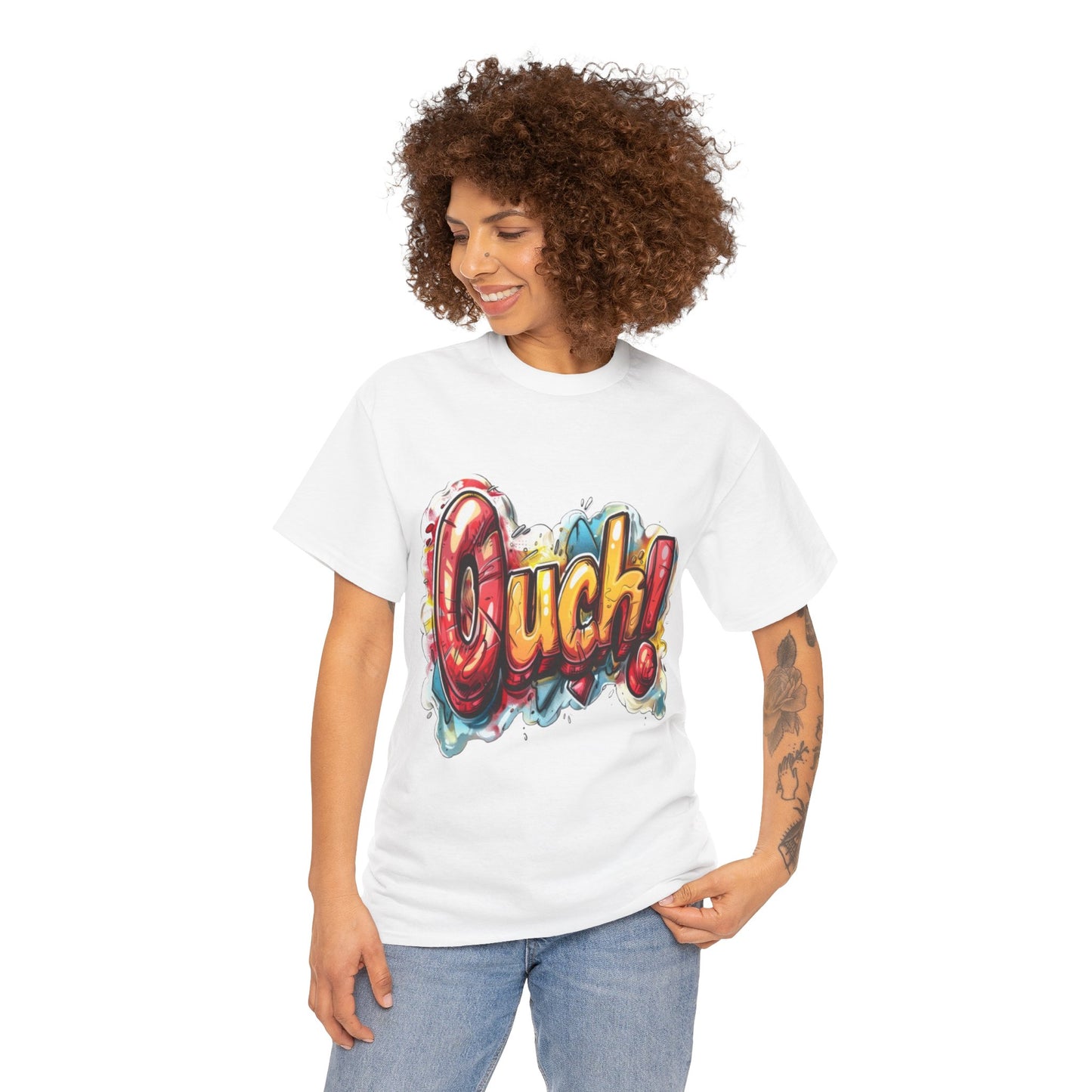 Vibrant Graphic Cotton Tee - 'Ouch!'