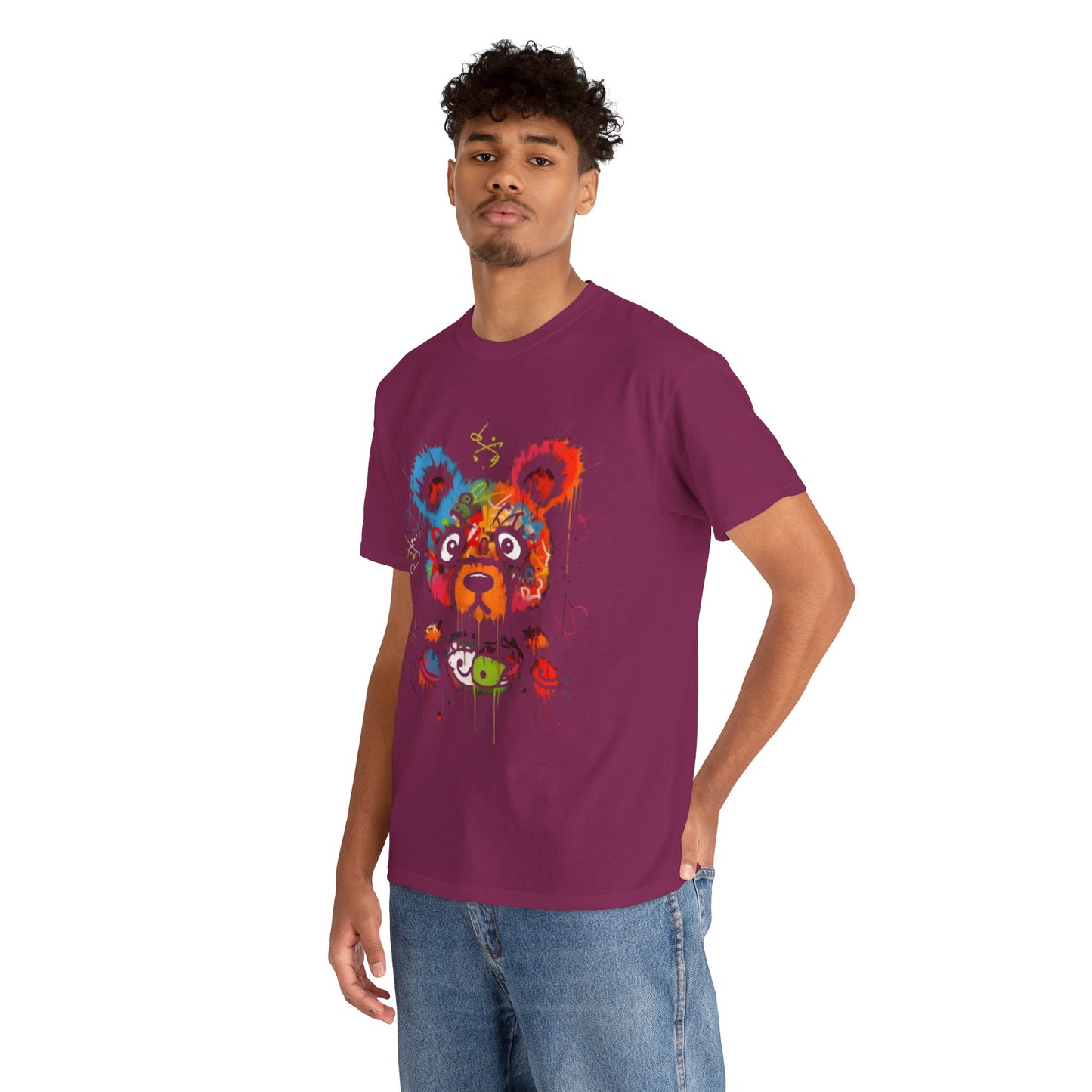 Colorful Bear Art Heavy Cotton Tee