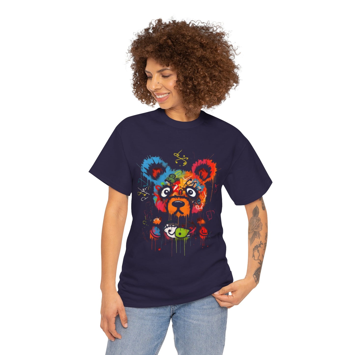 Colorful Bear Art Heavy Cotton Tee