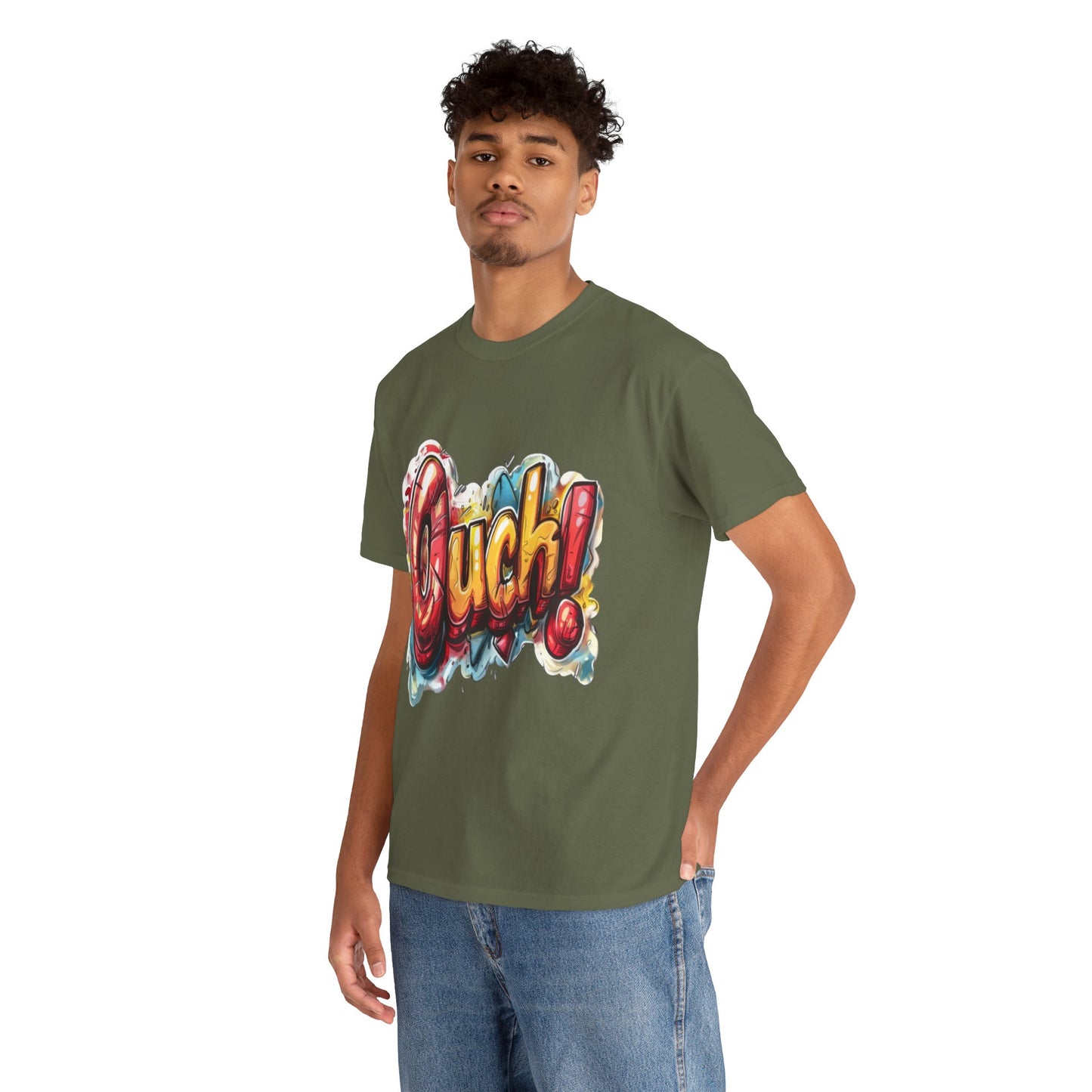 Vibrant Graphic Cotton Tee - 'Ouch!'