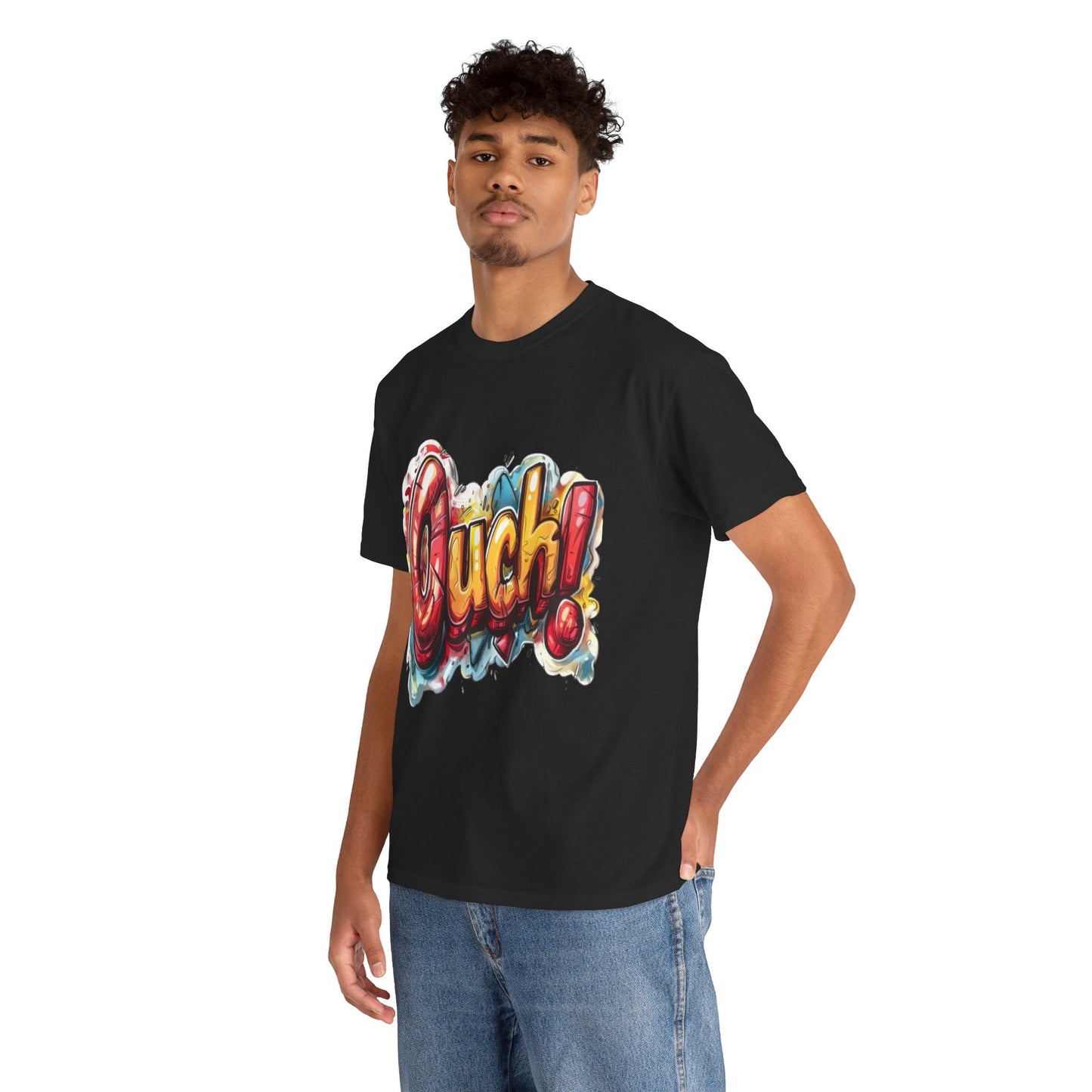 Vibrant Graphic Cotton Tee - 'Ouch!'